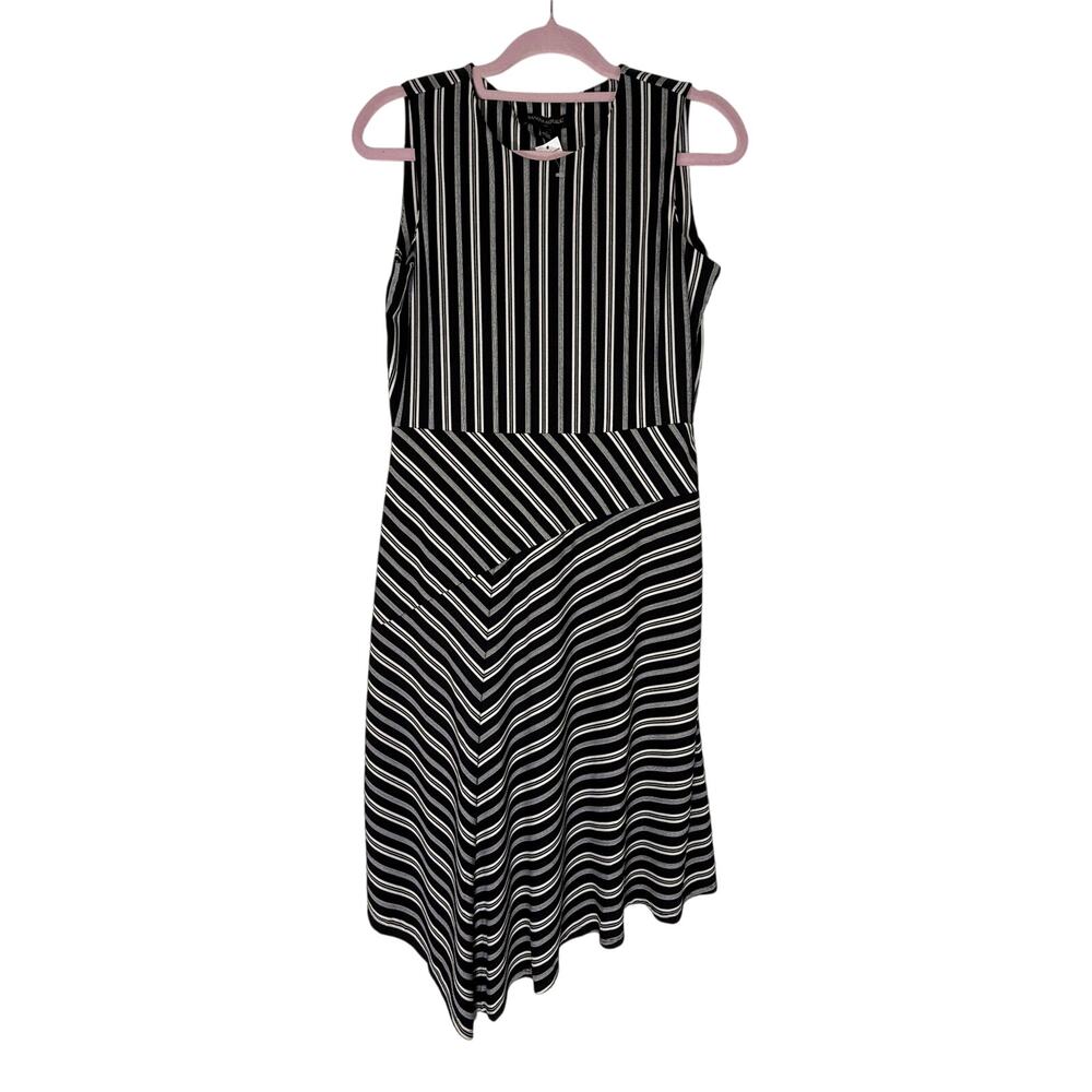 NWT Banana Republic Black & White Sleeveless‎ Asymmetrical Hem Midi Dress Size S
